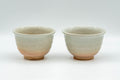 Tezumi — Japanese Teacups - Pair of Beige Peach Classic Hagi-yaki Yunomi - 100ml — front view