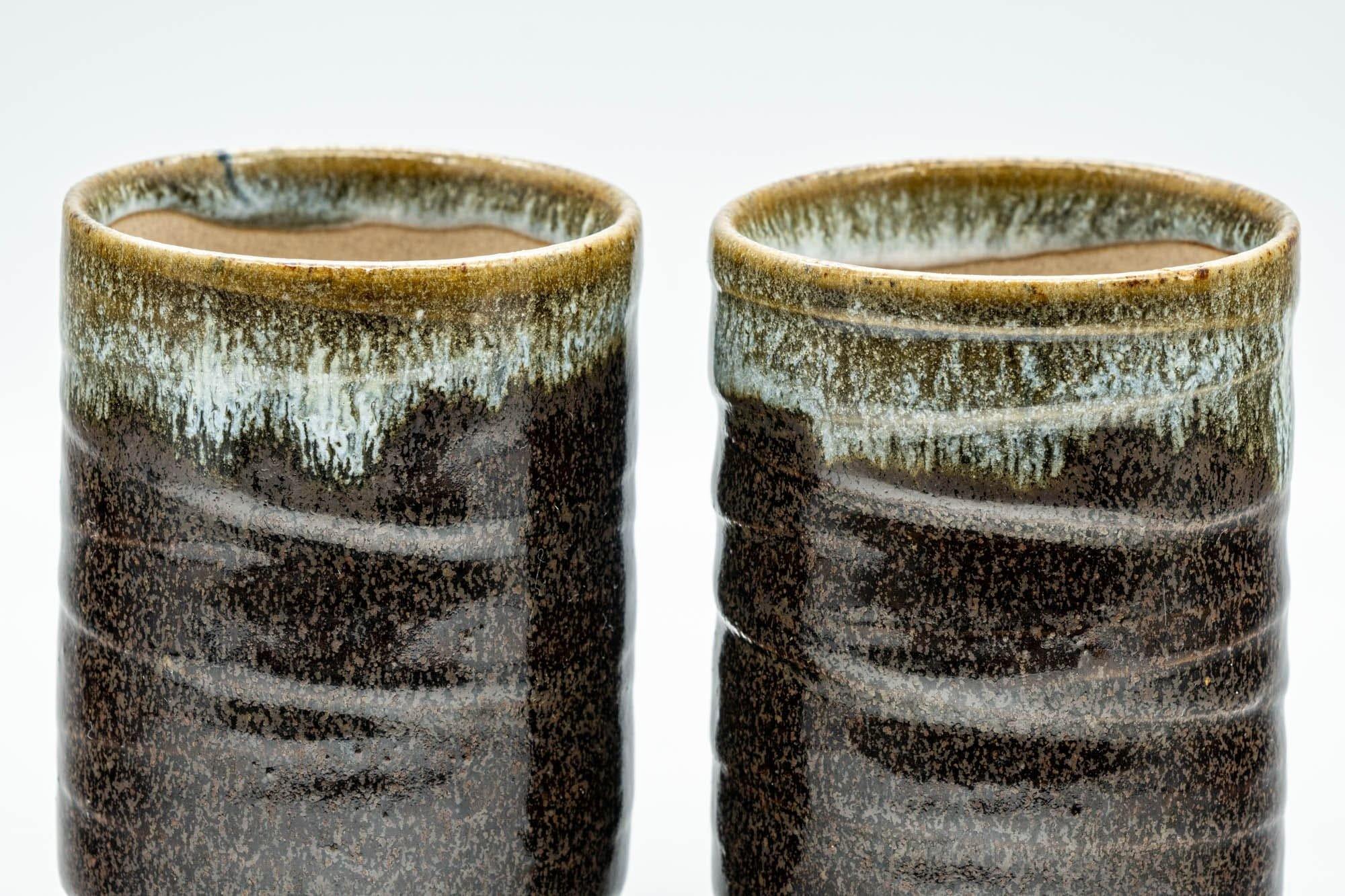 Japanese Teacups - Pair of Brown Drip-Glazed Yunomi - 140ml - Tezumi