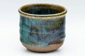 Tezumi — Japanese Teacup - Blue Green Hare's Fur Glazed Guinomi - 50ml — tipped to show the interior