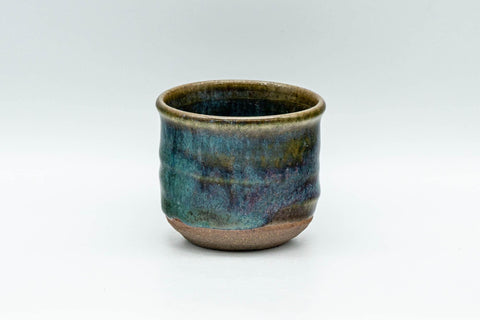 Tezumi — Japanese Teacup - Blue Green Hare's Fur Glazed Guinomi - 50ml — front view