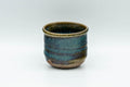 Tezumi — Japanese Teacup - Blue Green Hare's Fur Glazed Guinomi - 50ml — front view from another angle