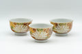 Japanese Teacups - Set of 3 Gold Kutani-yaki Porcelain Guinomi - 30ml - Tezumi