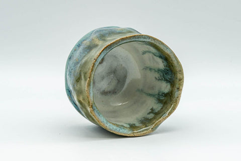 Tezumi — Japanese Teacup - Turquoise Wabi-Sabi Yunomi - 90ml — three-quarter view