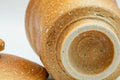 Tezumi — Japanese Teacup - Beige Wabi-Sabi Lidded Yunomi - 120ml — closeup of the glaze