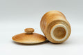 Tezumi — Japanese Teacup - Beige Wabi-Sabi Lidded Yunomi - 120ml — tipped to show the interior