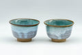 Japanese Teacups - Pair of Turquoise Drip-Glazed Agano-yaki Yunomi - 100ml - Tezumi