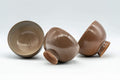 Tezumi — Japanese Teacups - Set of 3 Brown Glazed Lightweight Yunomi - 120ml — front view from another angle