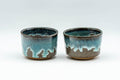 Tezumi — Japanese Teacups - Blue Turquoise Drip-Glazed Agano-yaki Yunomi - 100ml — front view
