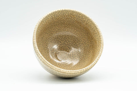 Tezumi — Japanese Teacup - Beige Kyo-yaki Vintage Yunomi - 120ml — three-quarter view