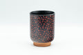 Tezumi — Japanese Teacup - Black Red Floral Tsutsu-gata Yunomi  - 180ml — front view
