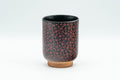 Tezumi — Japanese Teacup - Black Red Floral Tsutsu-gata Yunomi  - 180ml — front view from another angle
