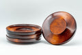 Japanese Chataku - Set of 4 Spiral Wooden Tea Saucers - Tezumi