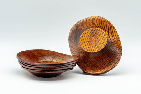 Japanese Chataku - Set of 5 Oval Wooden Tea Saucers - Tezumi
