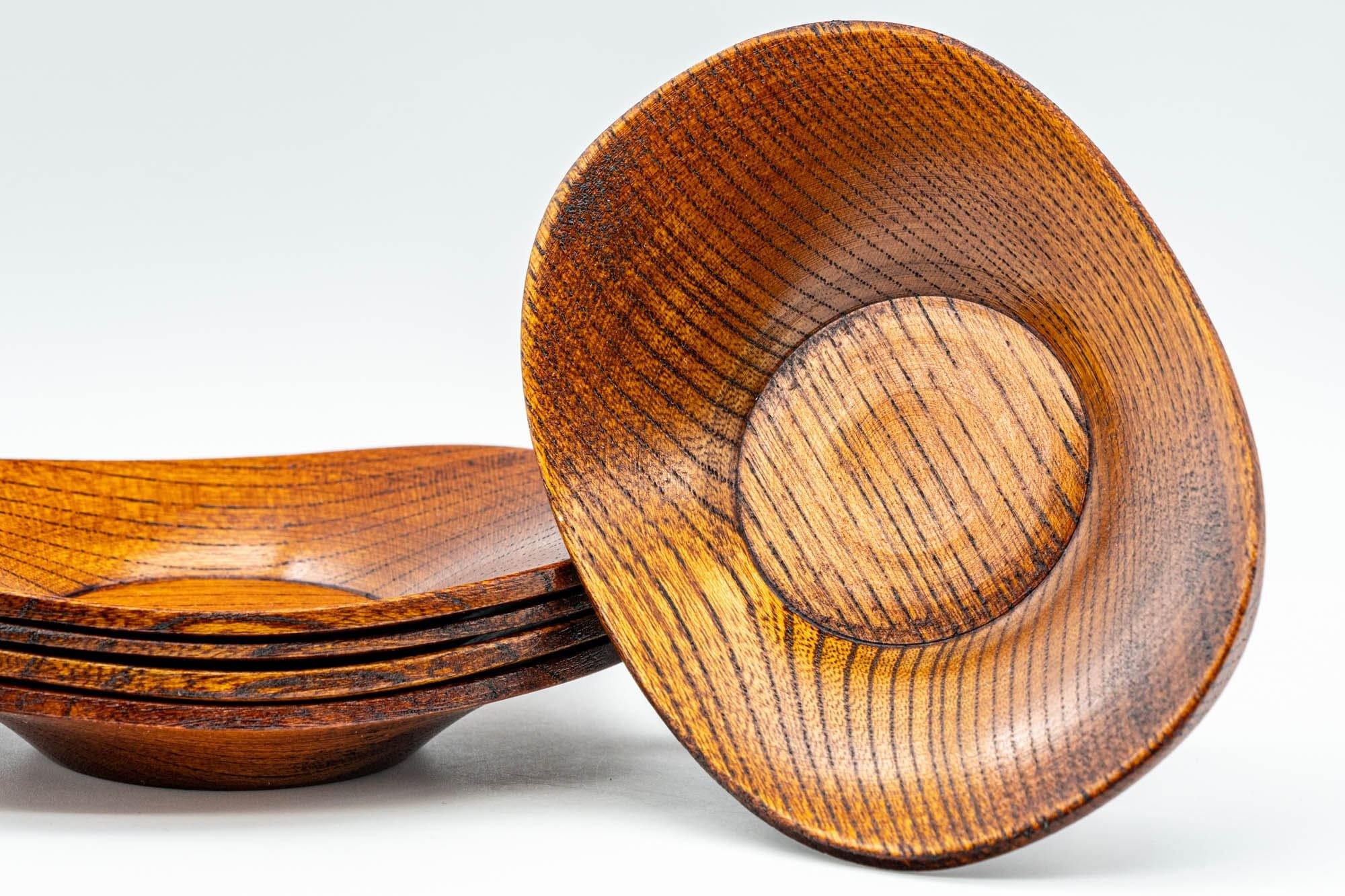 Japanese Chataku - Set of 5 Oval Wooden Tea Saucers - Tezumi