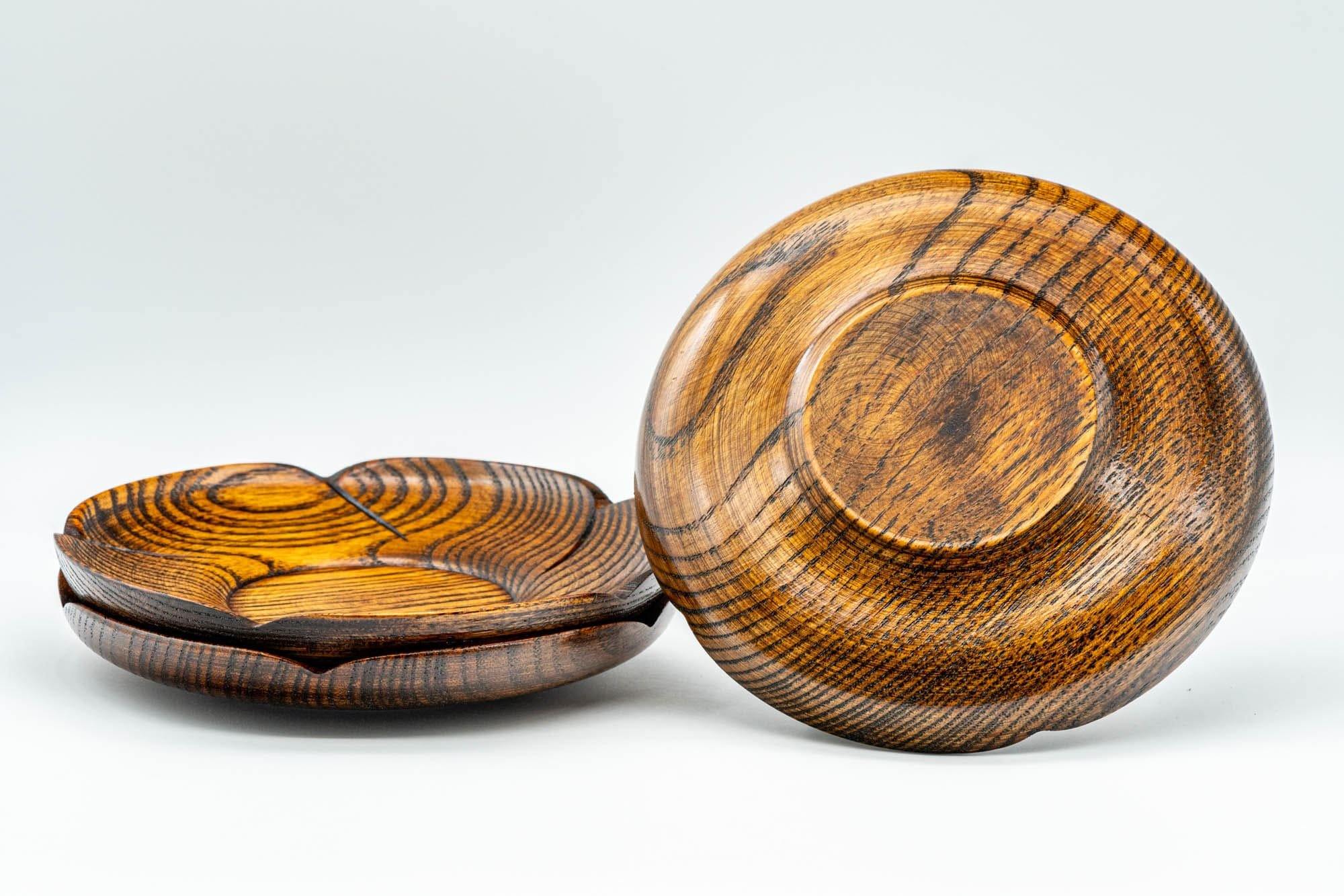 Japanese Chataku - Set of 3 Carved Wooden Tea Saucers - Tezumi