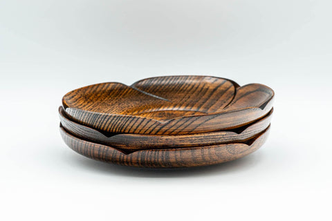 Japanese Chataku - Set of 3 Carved Wooden Tea Saucers - Tezumi