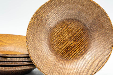 Japanese Chataku - Set of 5 Light Brown Wooden Tea Saucers - Tezumi