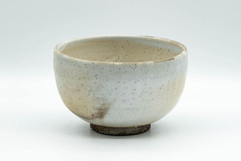 Japanese Matcha Bowl - White Textured Shino Drip-Glazed Wan-nari Chawan - 400ml - Tezumi