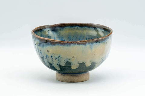 Tezumi — Japanese Matcha Bowl - Tenmoku Nagashi Glazed Hand-Built Chawan - 400ml — front view