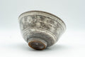 Tezumi — Japanese Matcha Bowl - Floral Mishima Grey White Glazed Chawan - 350ml — top-down view of the interior
