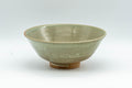 Japanese Matcha Bowl - Crazed Celadon Glazed Hira-gata Mishima Chawan - 200ml - front view of the crazed celadon mishima chawan