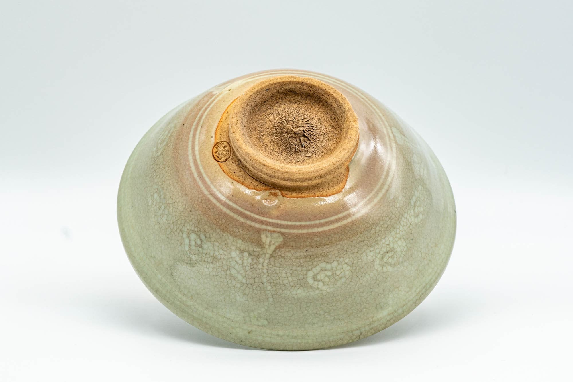 Japanese Matcha Bowl - 東峰 Crazed Celadon Glazed Hira-gata Mishima Chawan  - 200ml