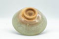 Japanese Matcha Bowl - Crazed Celadon Glazed Hira-gata Mishima Chawan - 200ml - angled underside view showing the foot