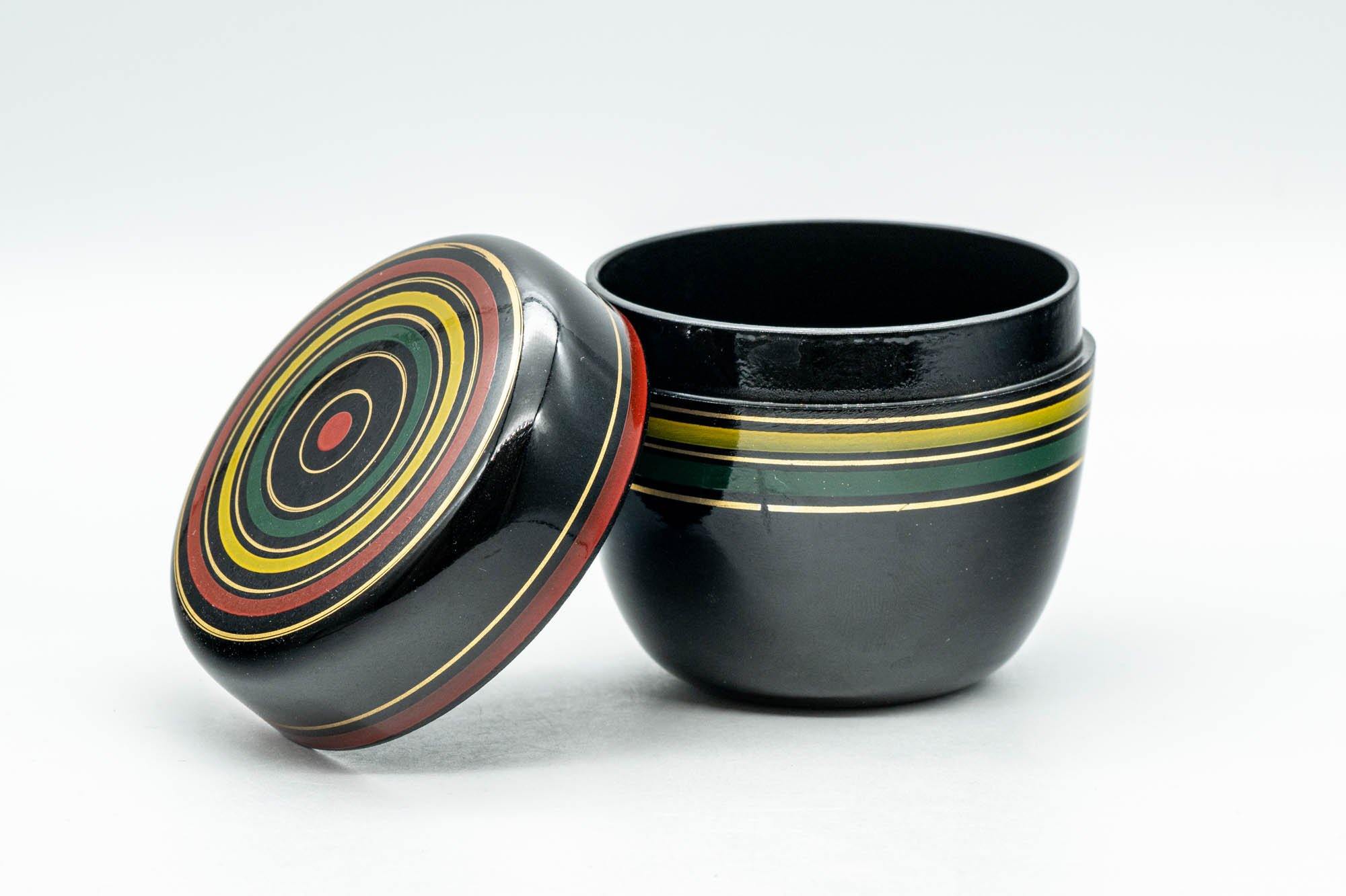 Japanese Natsume - Green, Red, and Yellow Striped Matcha Caddy - 100ml - Tezumi