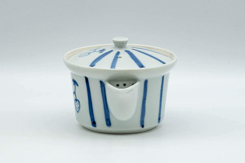Japanese Houhin - Striped Blue White Porcelain Arita-yaki Teapot - 125ml - Tezumi