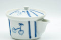 Japanese Houhin - Striped Blue White Porcelain Arita-yaki Teapot - 125ml - Tezumi