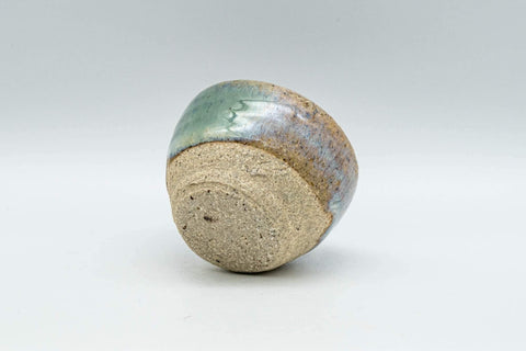 Tezumi — Japanese Teacup - Green and White Glazed Guinomi - 25ml — top-down view of the interior