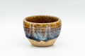 Tezumi — Japanese Teacups - Set of 3 Blue Drip-Glazed Guinomi - 25ml — three-quarter view