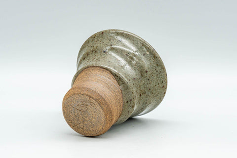 Japanese Teacup - Olive Green Glazed Ribbed Guinomi - 55ml - Tezumi