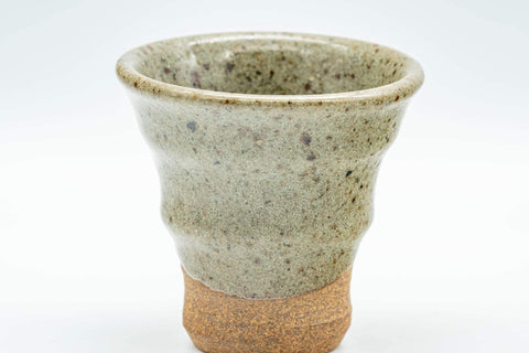 Japanese Teacup - Olive Green Glazed Ribbed Guinomi - 55ml - Tezumi