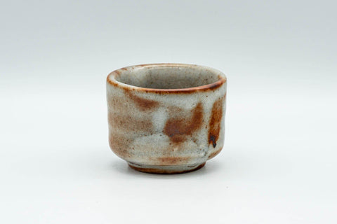 Tezumi — Japanese Teacup - Orange Milky White Shino Glazed Guinomi - 50ml — front view