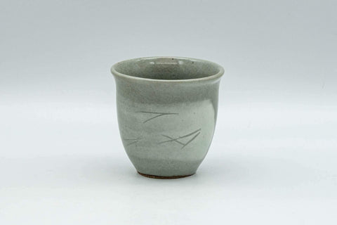 Tezumi — Japanese Teacup - Grey and White Hakeme Guinomi - 65ml — front view
