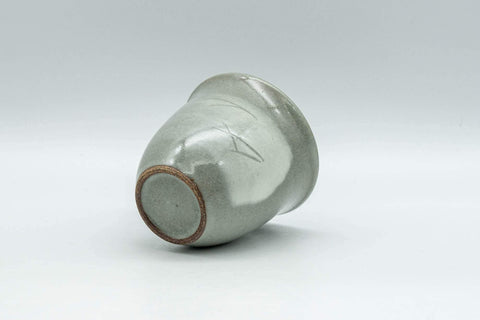 Tezumi — Japanese Teacup - Grey and White Hakeme Guinomi - 65ml — top-down view of the interior
