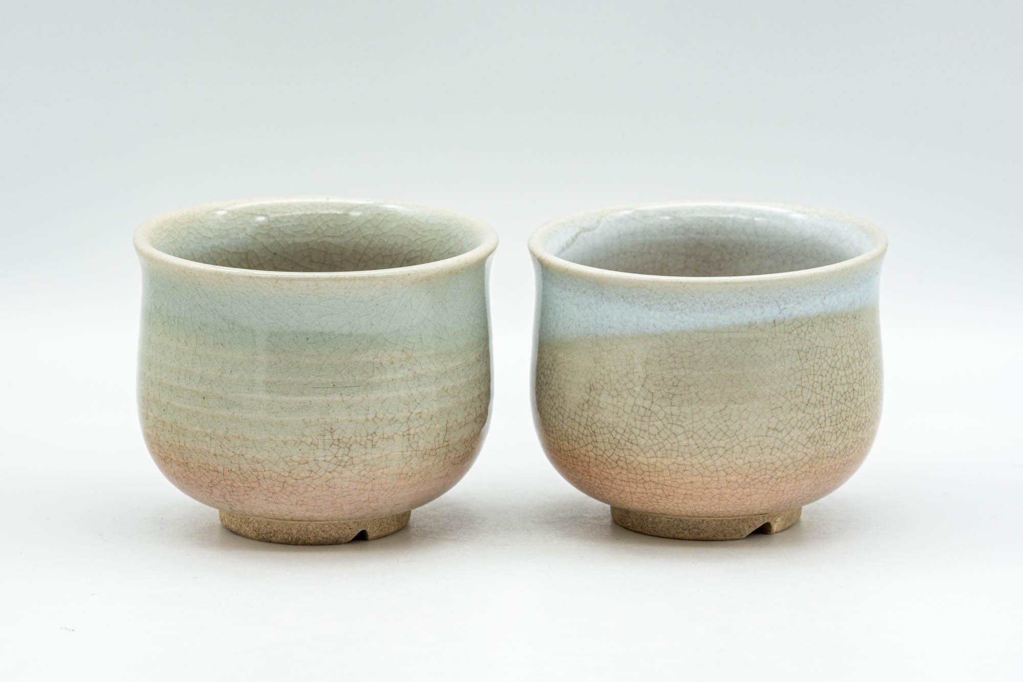 Japanese Teacups - Pair of 天鵬山 Tsubaki Kiln Hagi-yaki Yunomi - 130ml - Tezumi