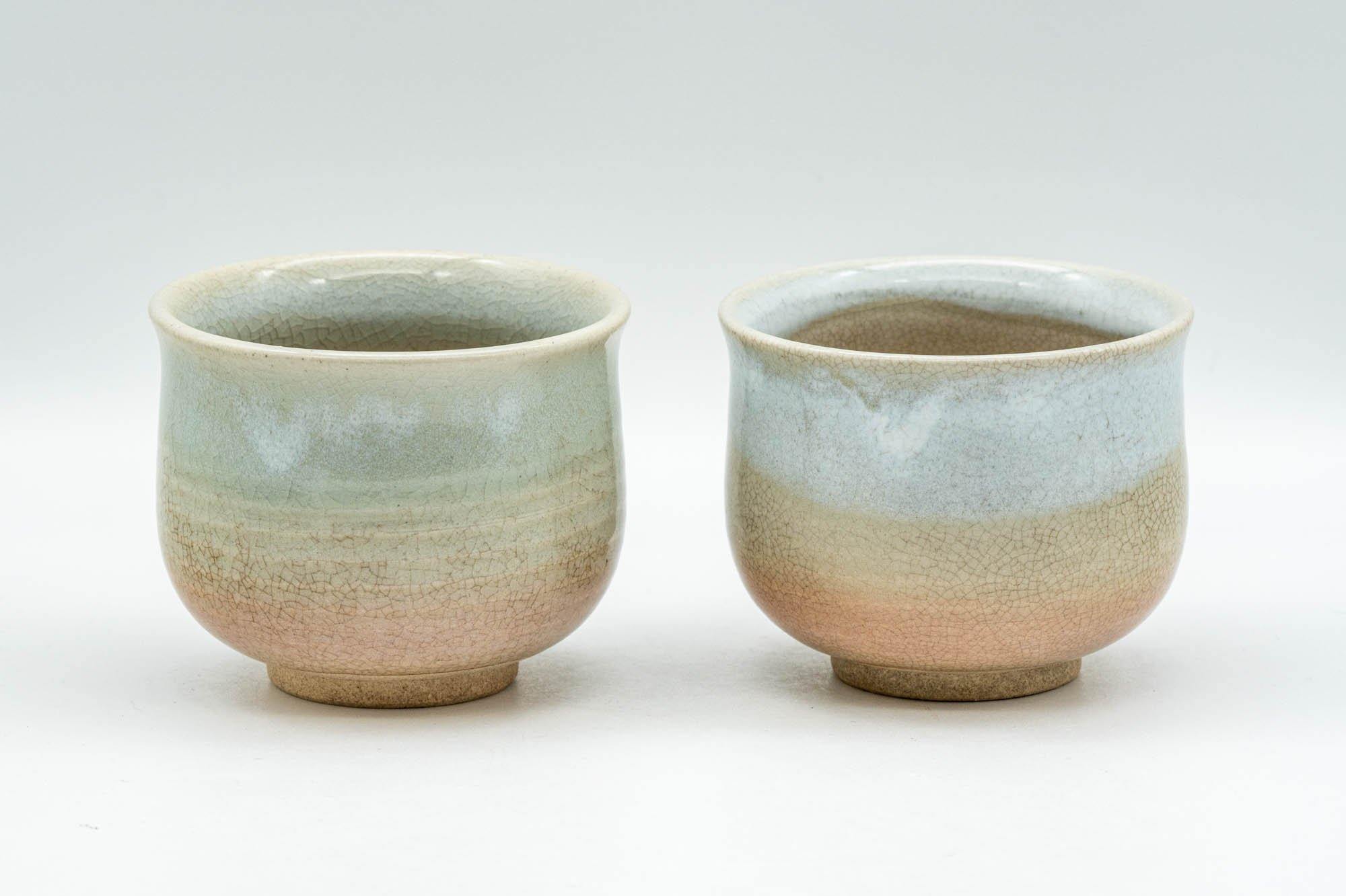 Japanese Teacups - Pair of 天鵬山 Tsubaki Kiln Hagi-yaki Yunomi - 130ml - Tezumi