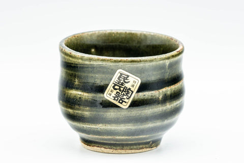 Tezumi — Japanese Teacups - Pair of Forest Green Glazed Guinomi - 60ml — top-down view of the interior