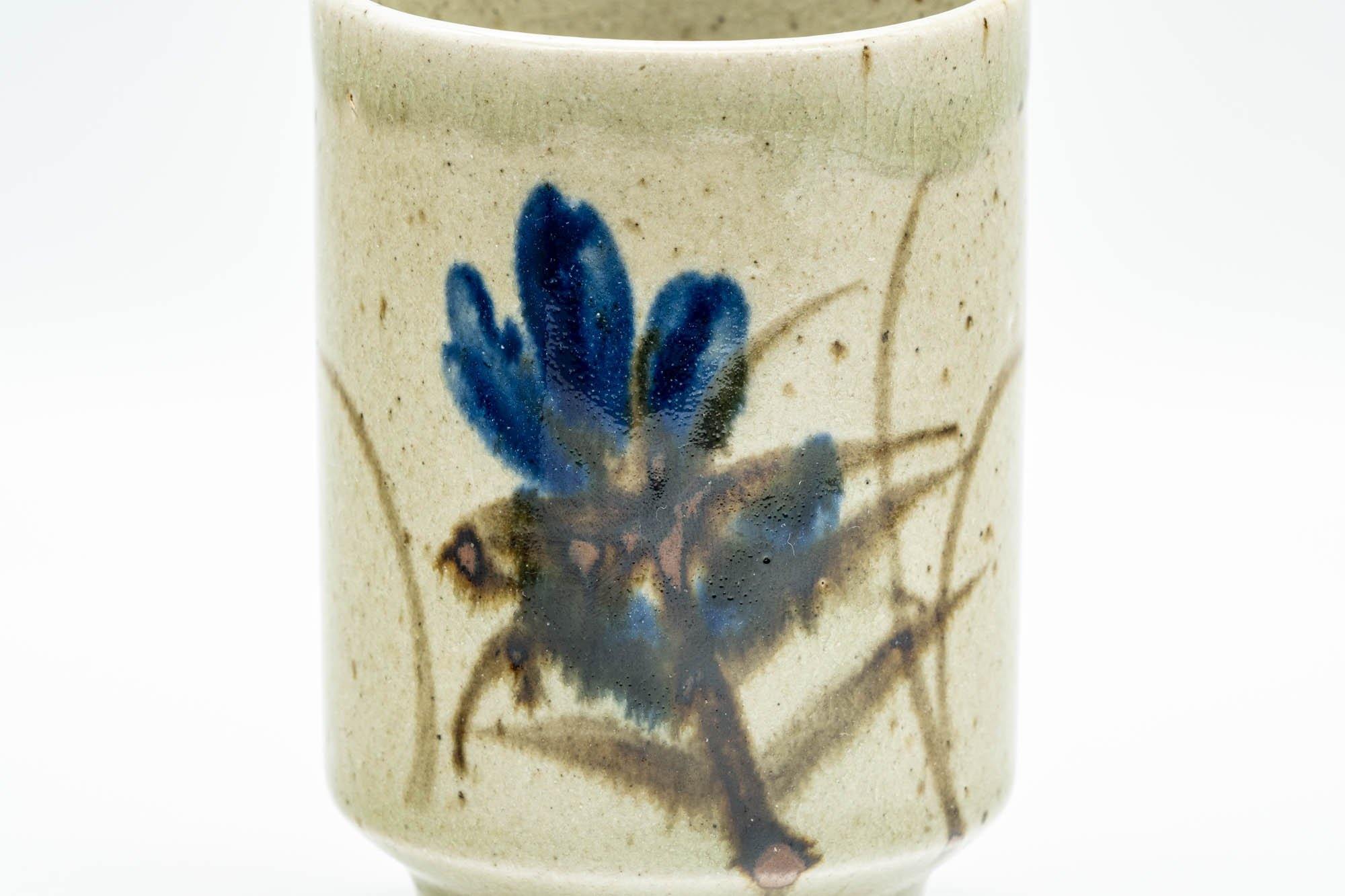 Japanese Teacups - Pair of Blue Floral Meoto Yunomi - Tezumi