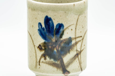 Japanese Teacups - Pair of Blue Floral Meoto Yunomi - Tezumi