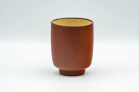 Tezumi — Japanese Teacup - Yellow Interior Glazed Tokoname-yaki Yunomi - 160ml — front view from another angle