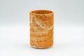Tezumi — Japanese Teacup - Orange Shino Glazed Tsutsu-gata Yunomi - 130ml — front view from another angle