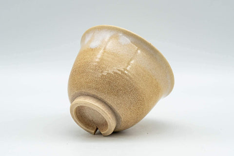 Tezumi — Japanese Teacup - Beige White Drip-Glazed Hagi-yaki Yunomi  - 90ml — top-down view of the interior