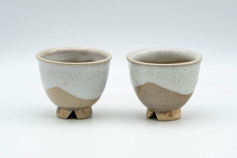 Tezumi — Japanese Teacups - Pair of Hagi-yaki Guinomi - 55ml — front view from another angle