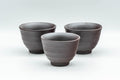 Tezumi — Japanese Teacups - Set of 3 White Spiral Banko-yaki Yunomi - 90ml — front view from another angle