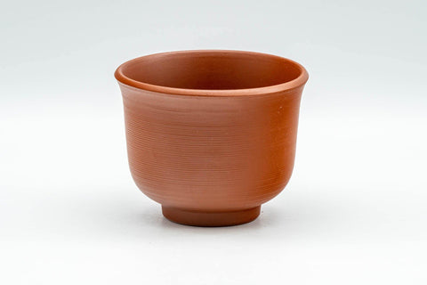 Tezumi — Japanese Teacups - Set of 4 Bamboo Spiraling Tokoname-yaki Yunomi - 100ml — three-quarter view