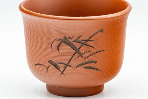 Tezumi — Japanese Teacups - Set of 4 Bamboo Spiraling Tokoname-yaki Yunomi - 100ml — inverted showing the foot ring