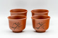 Tezumi — Japanese Teacups - Set of 4 Bamboo Spiraling Tokoname-yaki Yunomi - 100ml — front view